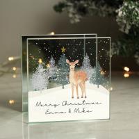 Personalised Christmas Deer Glass Tea Light Candle Holder Extra Image 2 Preview
